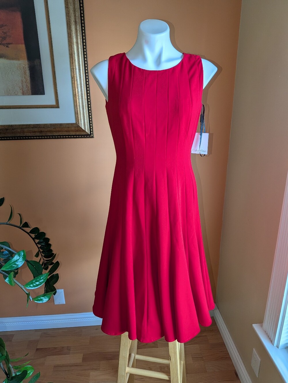 Calvin Klein Vibrant Red Fit-and-Flare Dress